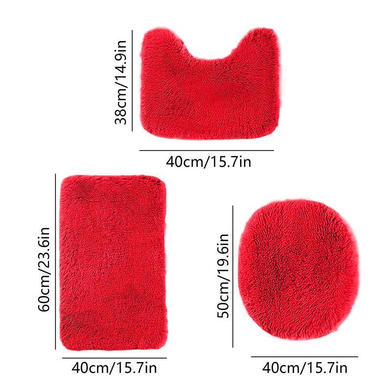 Bathroom Rugs Sets Red - Image 1