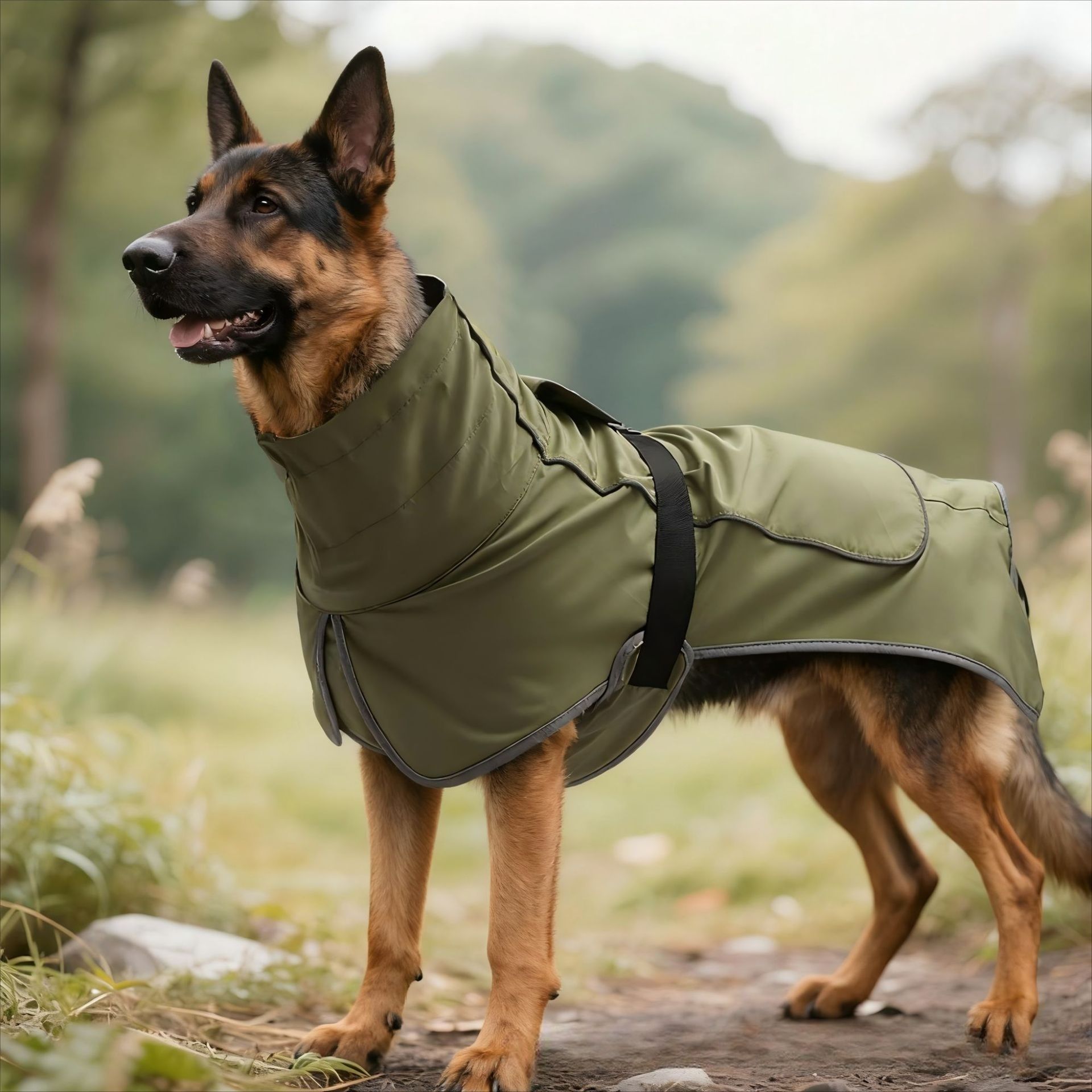 Winter Warm Pet Coat, Outdoor Cold Proof Dog Jacket-olive green - Image 2