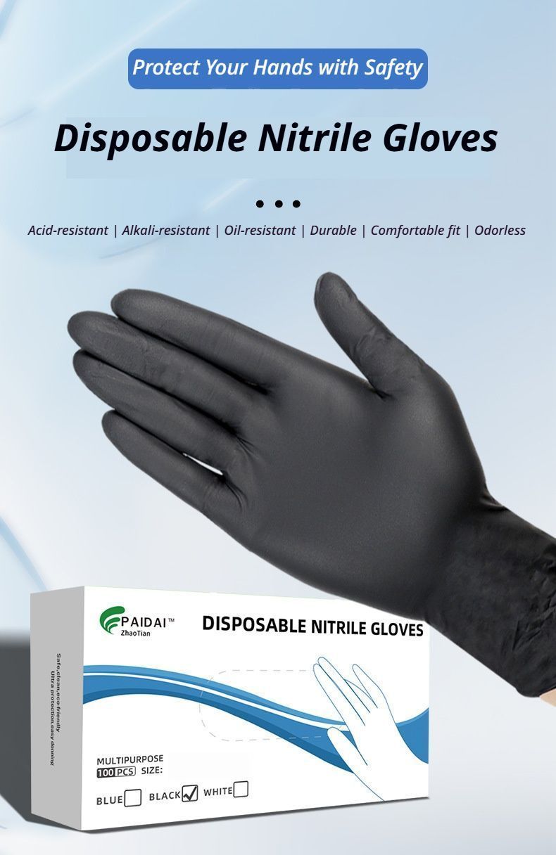 300Pcs Black Nitrile Gloves Small - Image 5
