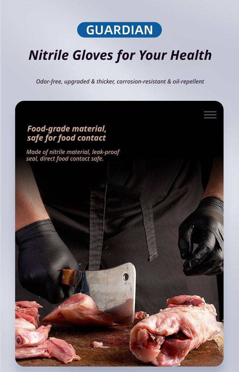 300Pcs Black Nitrile Gloves Medium - Image 7