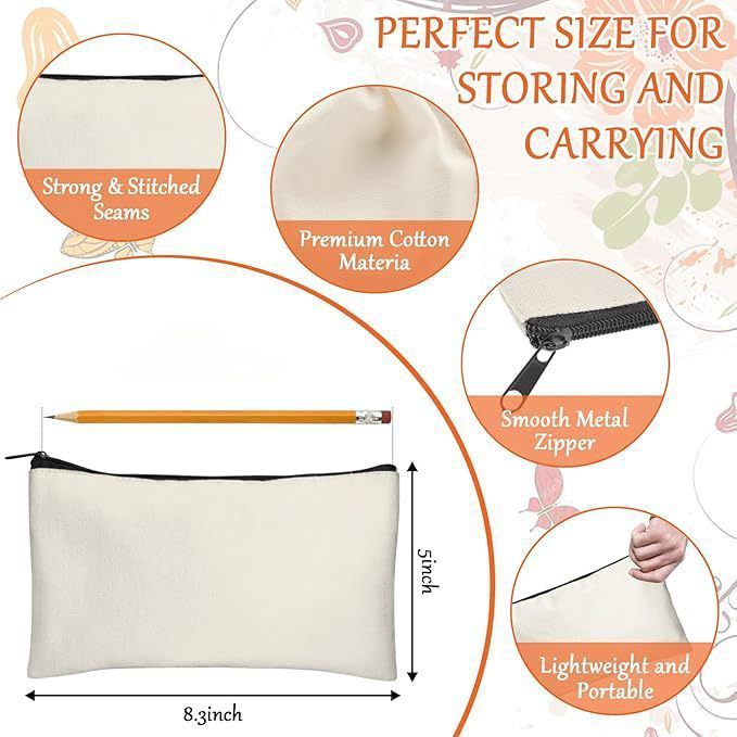 15 Pack Canvas Zipper Pencil Bag 12×21cm - Image 1