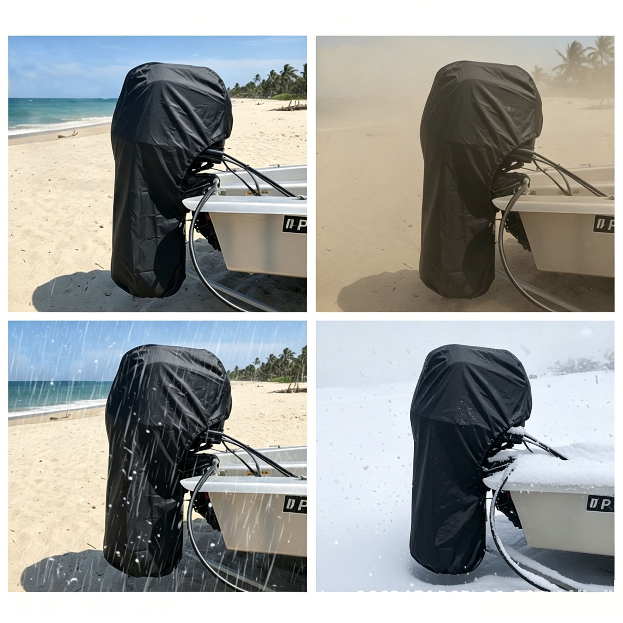 600D Oxford Outboard Motor Cover, 175-225HP Waterproof Engine Protector - Image 4