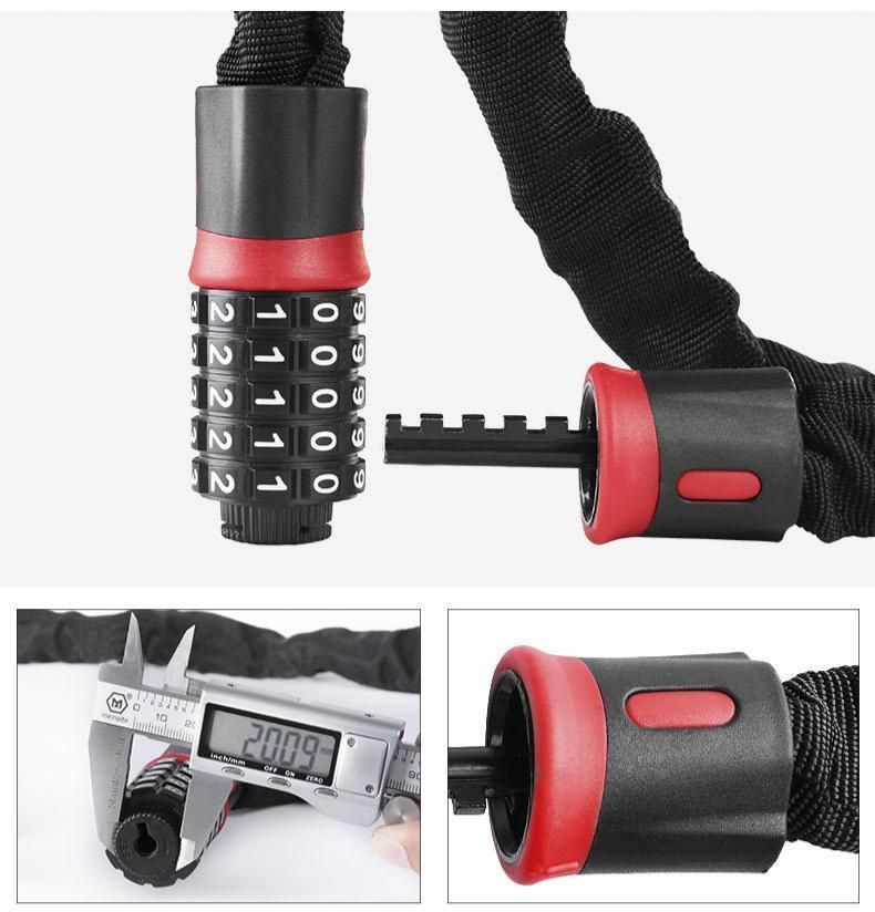Bike Combination Lock - Black Red, 0.9m - Image 4