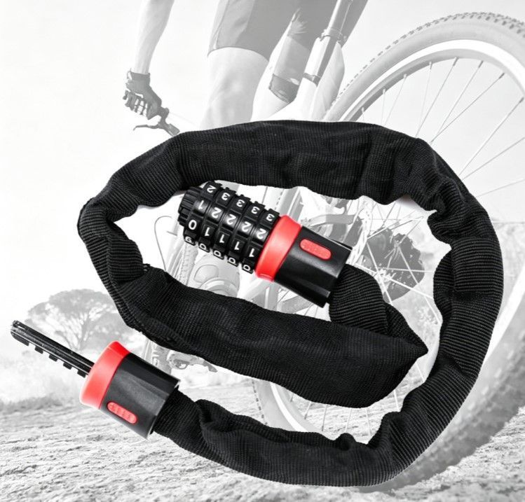 Bike Combination Lock - Black Red, 1.2m - Image 1