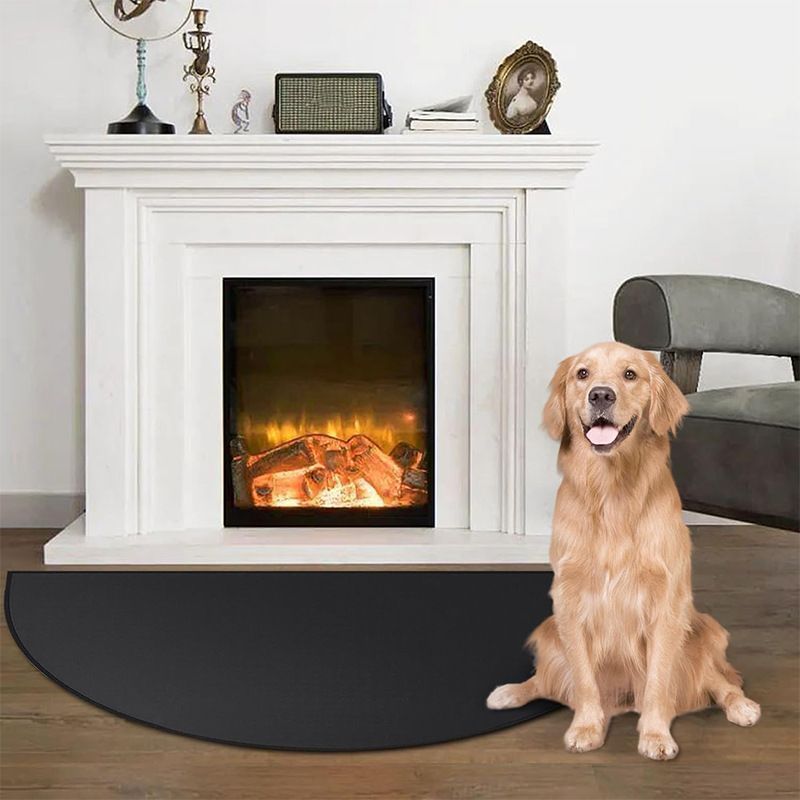 Black Semi-Circle Fireplace Mat - Image 2