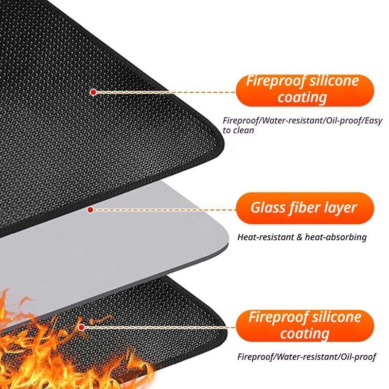 Black Semi-Circle Fireplace Mat - Image 3