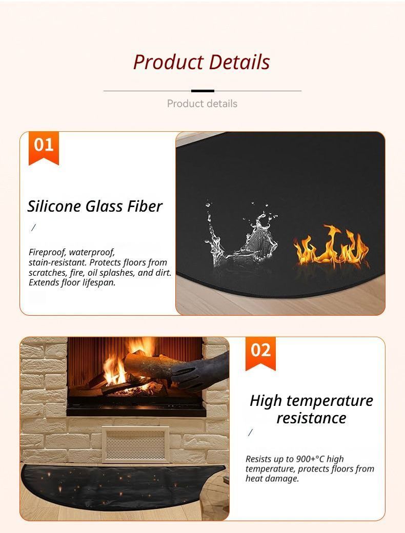 Black Semi-Circle Fireplace Mat - Image 4