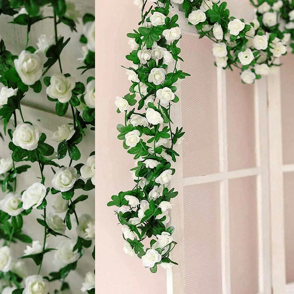 Artificial Rose Vine - White 2.5m - Image 1