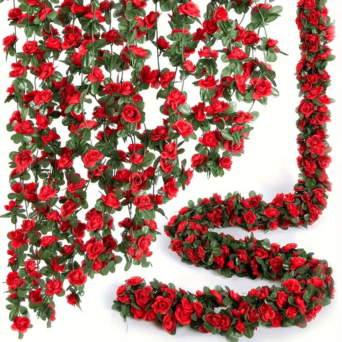Artificial Rose Vine - Red 2.5m - Image 1