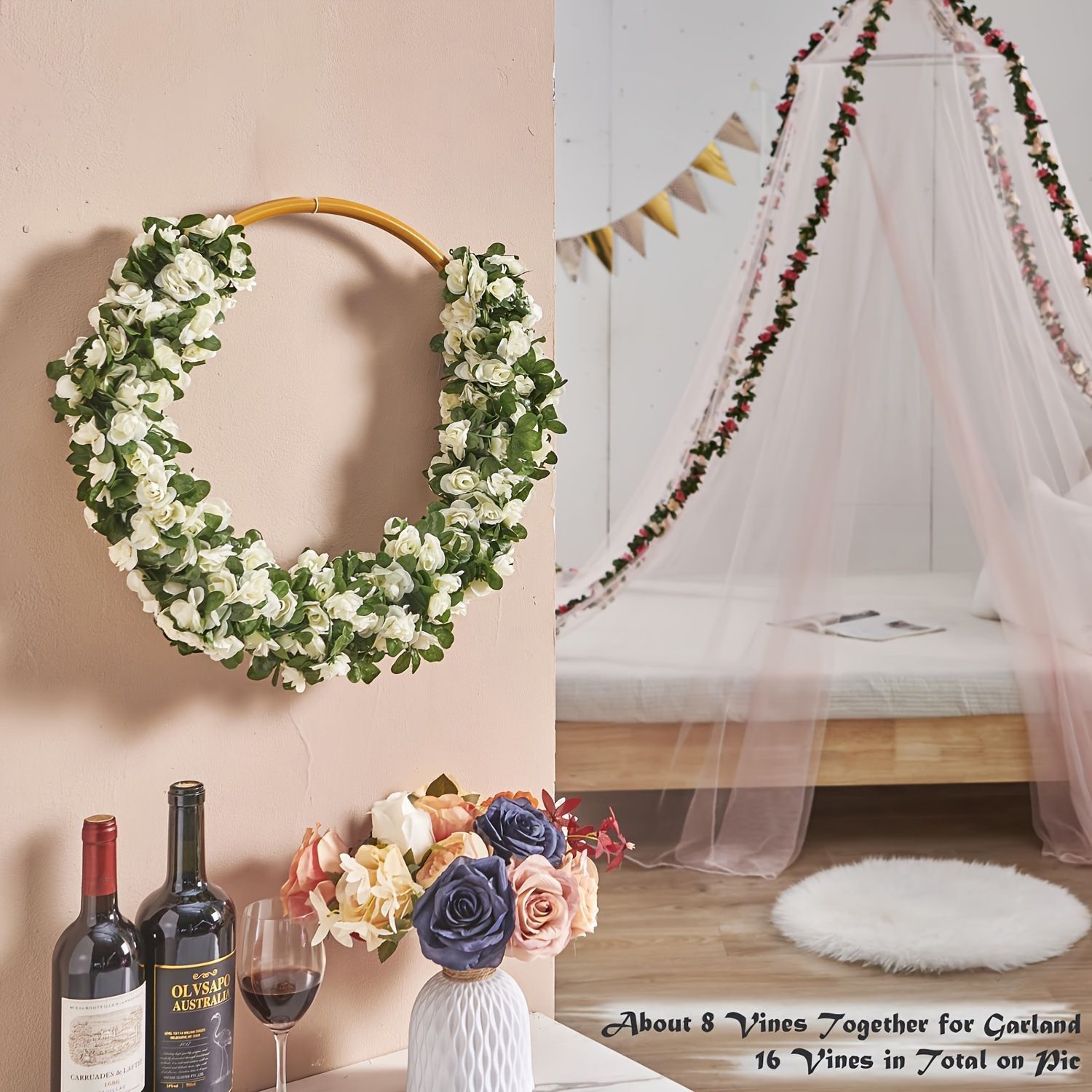 Artificial Rose Vine - Red 2.5m - Image 3