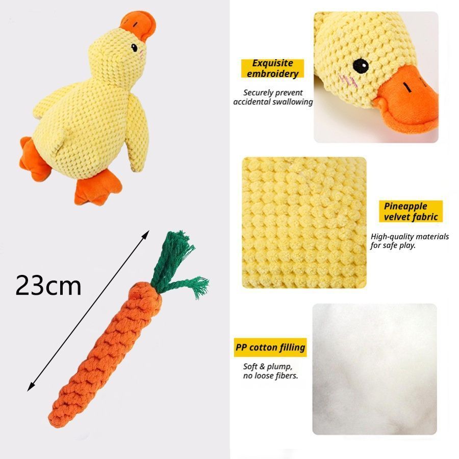 Small & Medium Plush Duck with Rope Carrot - Image 1