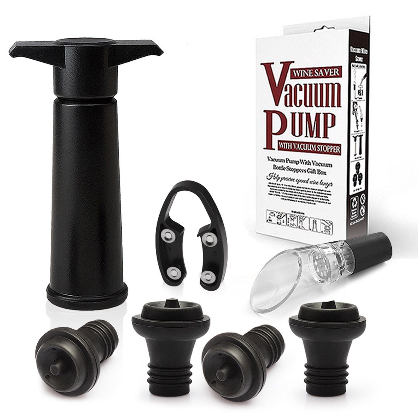 red Wine Vacuum Pump with Preserver Stopper, Wine Fresh Keeping Set - Image 1