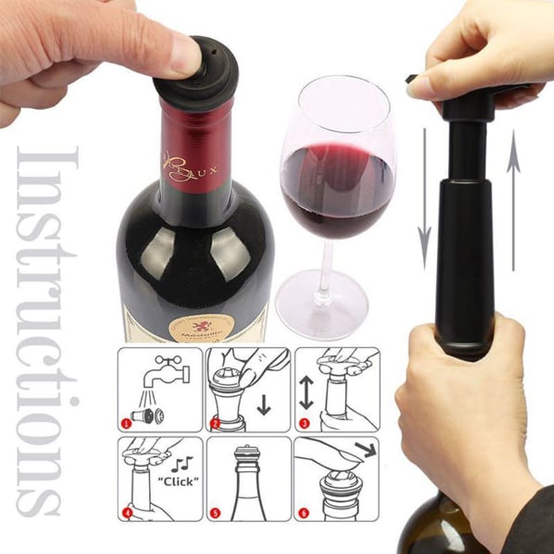 red Wine Vacuum Pump with Preserver Stopper, Wine Fresh Keeping Set - Image 5
