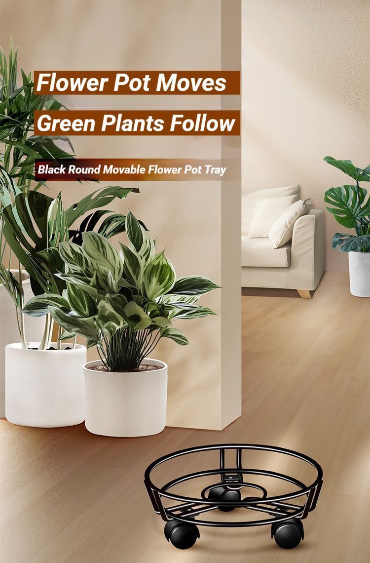 Black Round Wheel Plant Caddy - Image 5