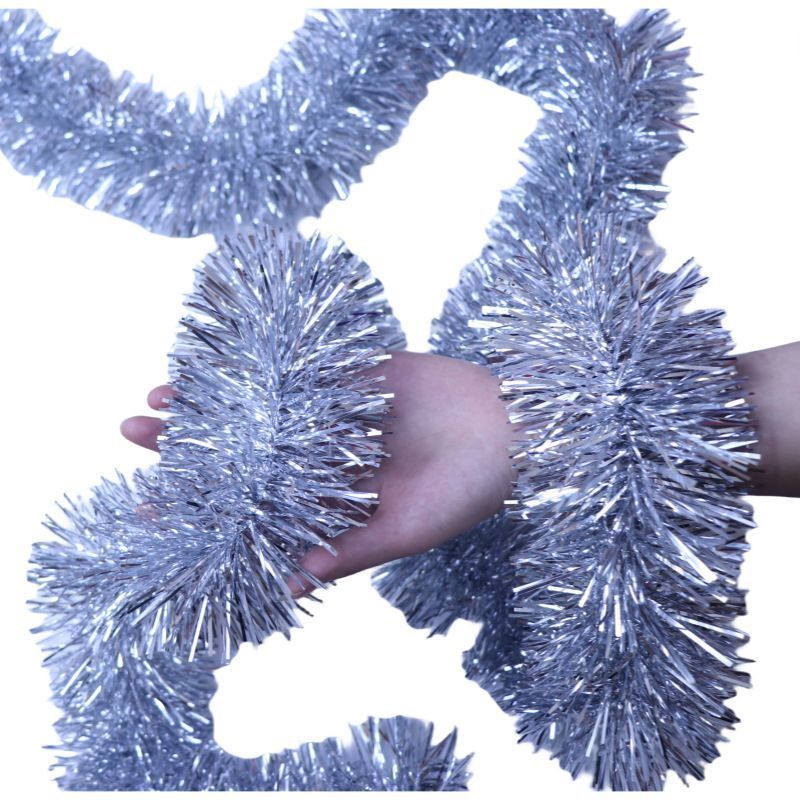 Thick Tinsel Garland 2M Party Decor Silver 5pcs - Image 1