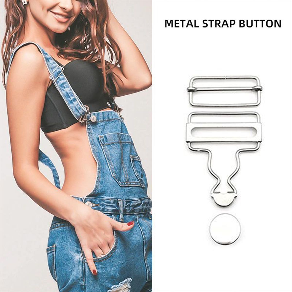 6 Sets Metal Strap Adjuster Overalls Buckles Silver - Image 1
