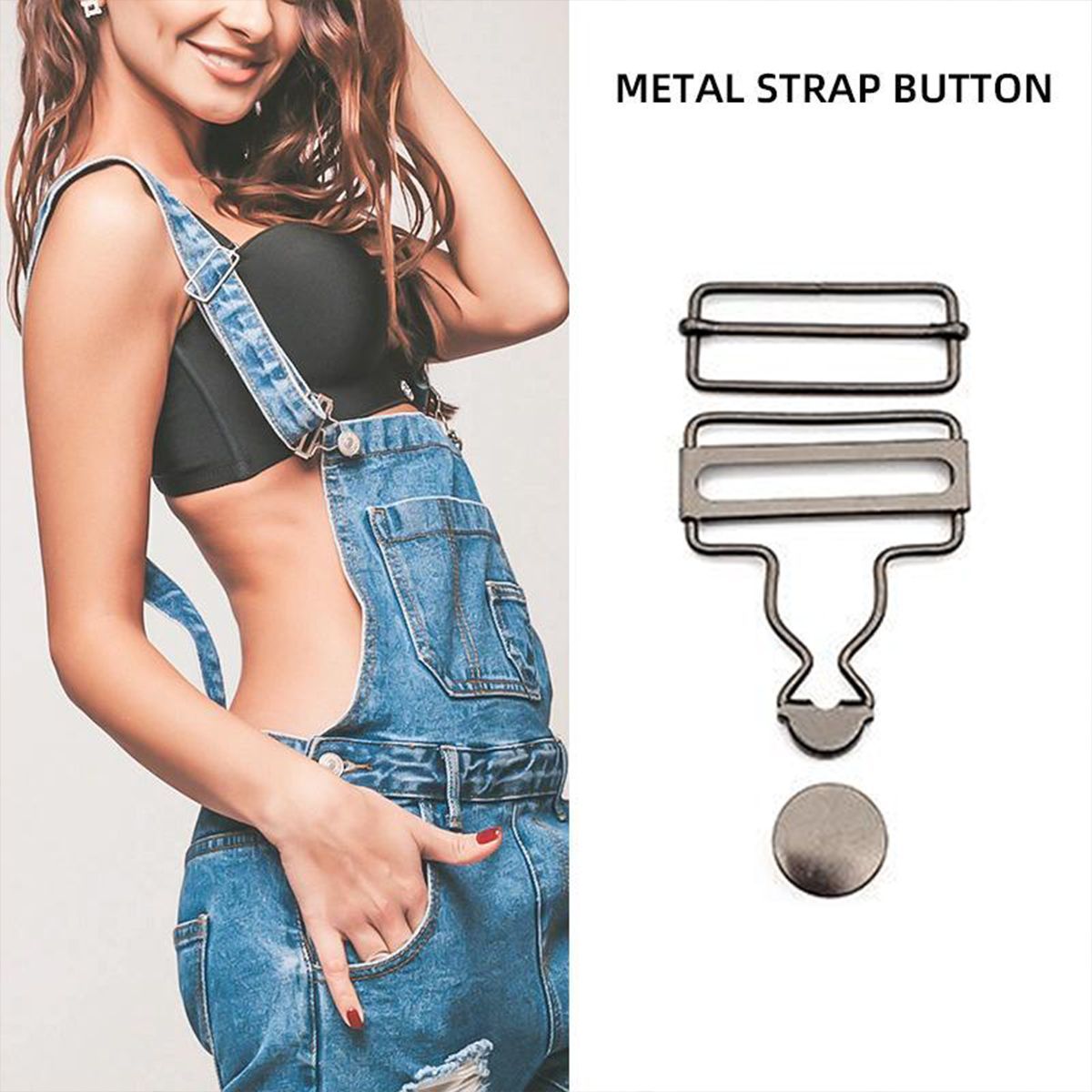 6 Sets Metal Strap Adjuster Overalls Buckles-Gun Grey - Image 1
