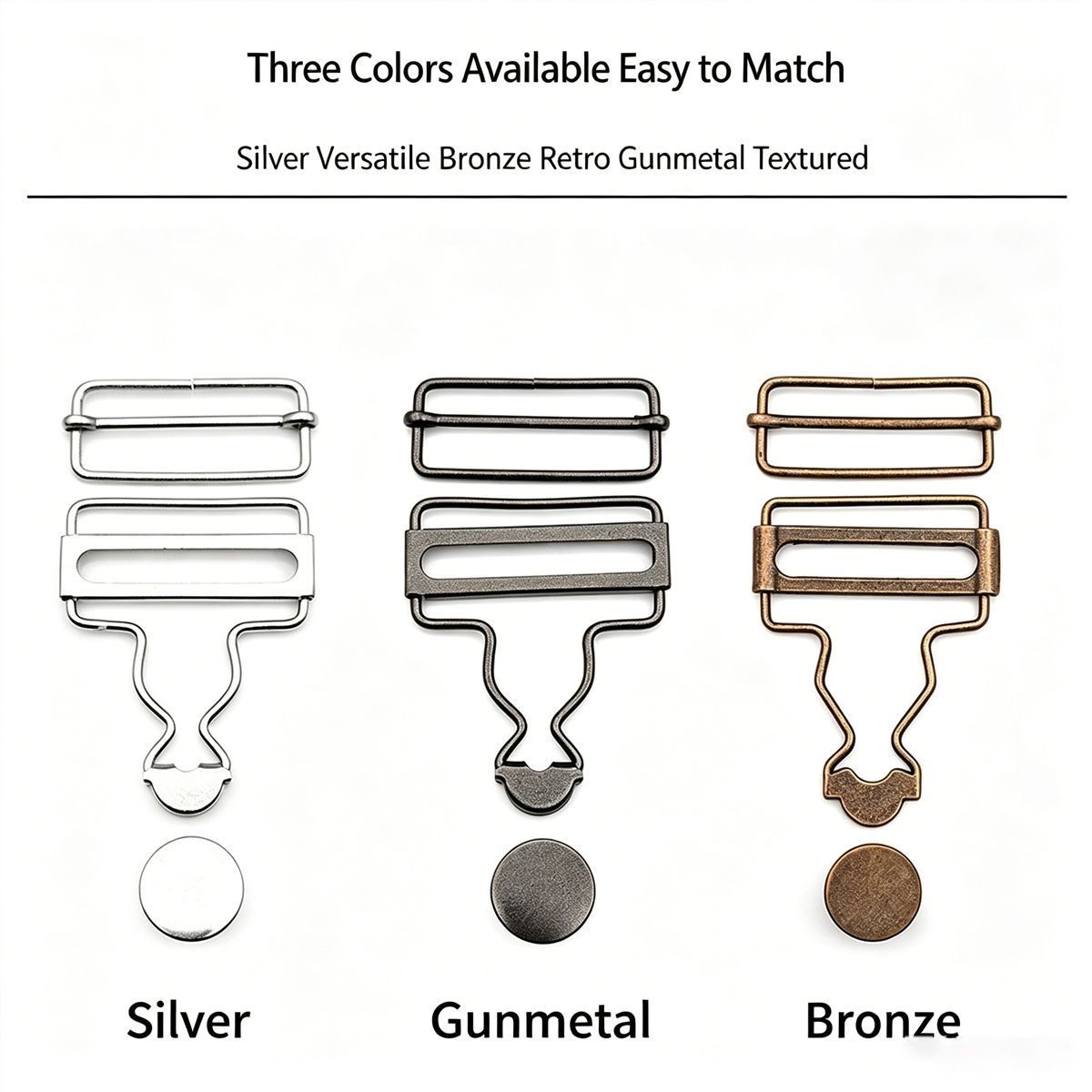6 Sets Metal Strap Adjuster Overalls Buckles-Gun Grey - Image 2