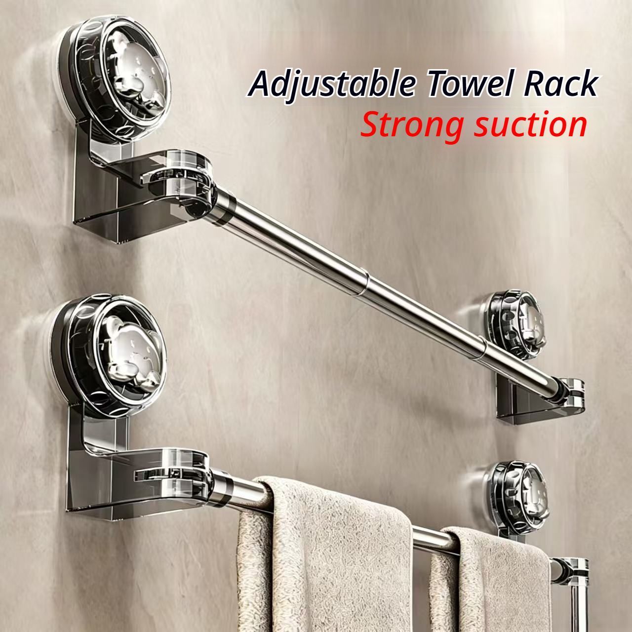 30–60 cm extendable towel rail, no drilling required, with strong suction cups, suitable for wall-mounted storage in bathrooms and kitchens - Image 3