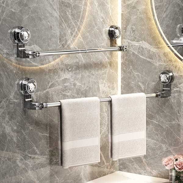 30–60 cm extendable towel rail, no drilling required, with strong suction cups, suitable for wall-mounted storage in bathrooms and kitchens - Image 4