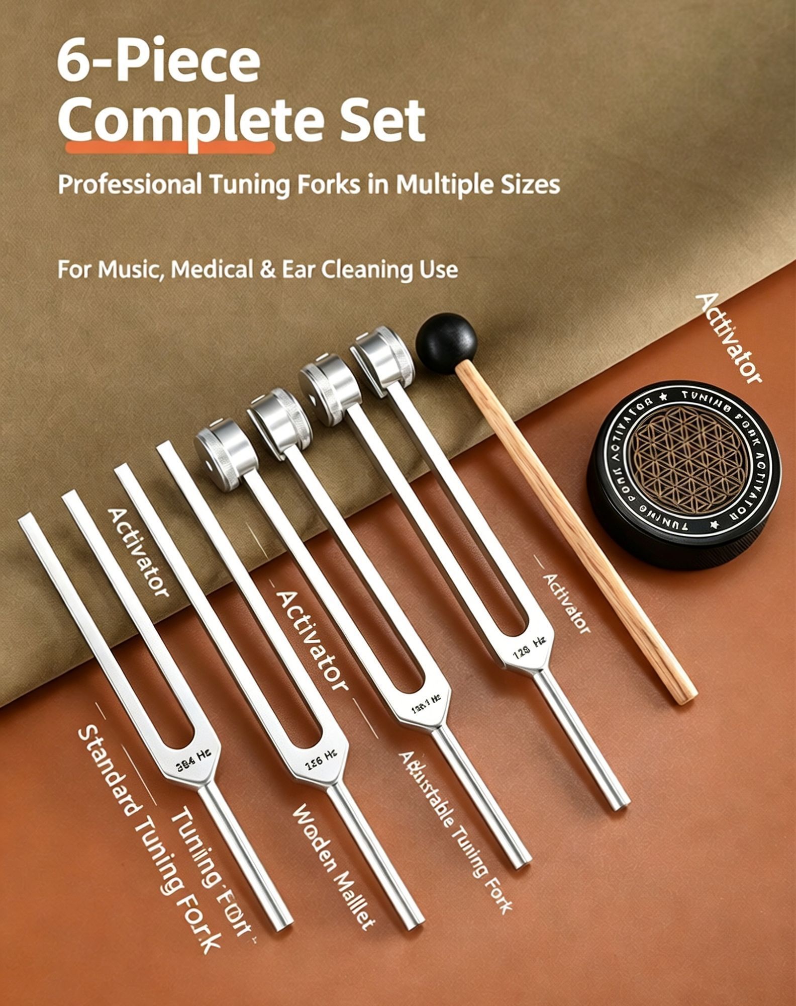 4pcs tuning fork set with pouch & activator - Image 1