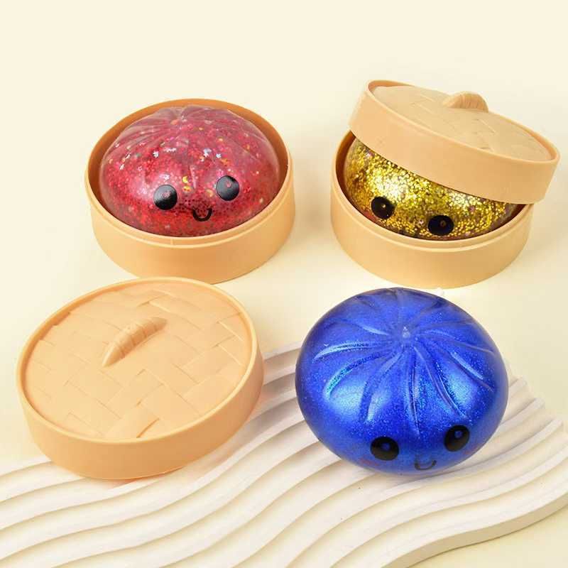6Pcs Glitter Cute 5.5cm Bun Squishy Anxiety Relief Toy - Image 3