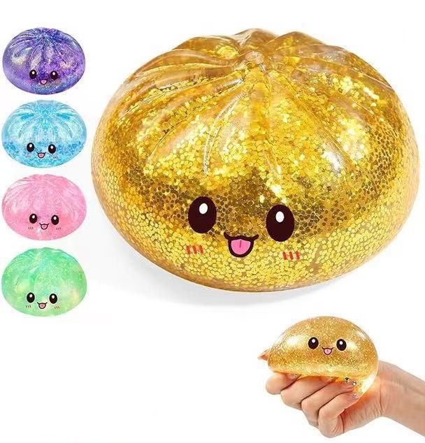 6Pcs Glitter Cute 5.5cm Bun Squishy Anxiety Relief Toy - Image 4