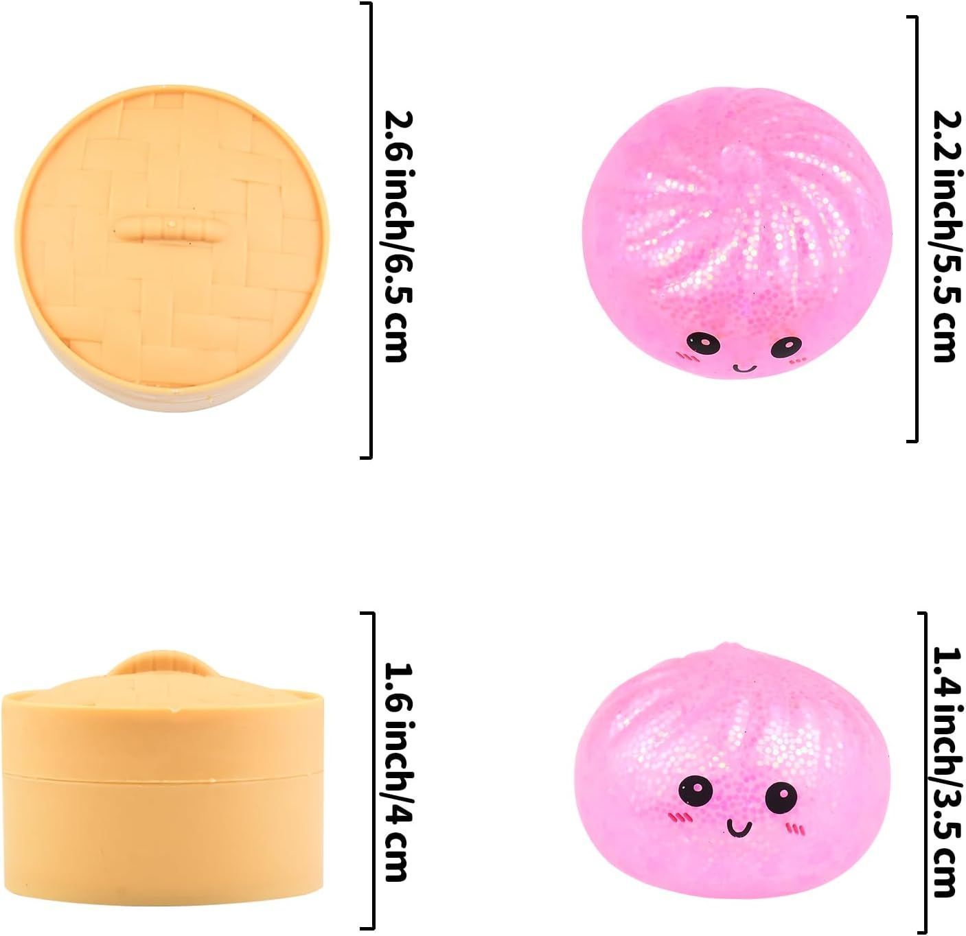 6Pcs Glitter Cute 5.5cm Bun Squishy Anxiety Relief Toy - Image 5