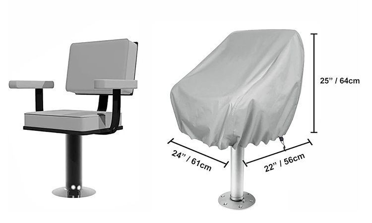 Waterproof Blue Small Boat Captain Seat Cover - Image 2