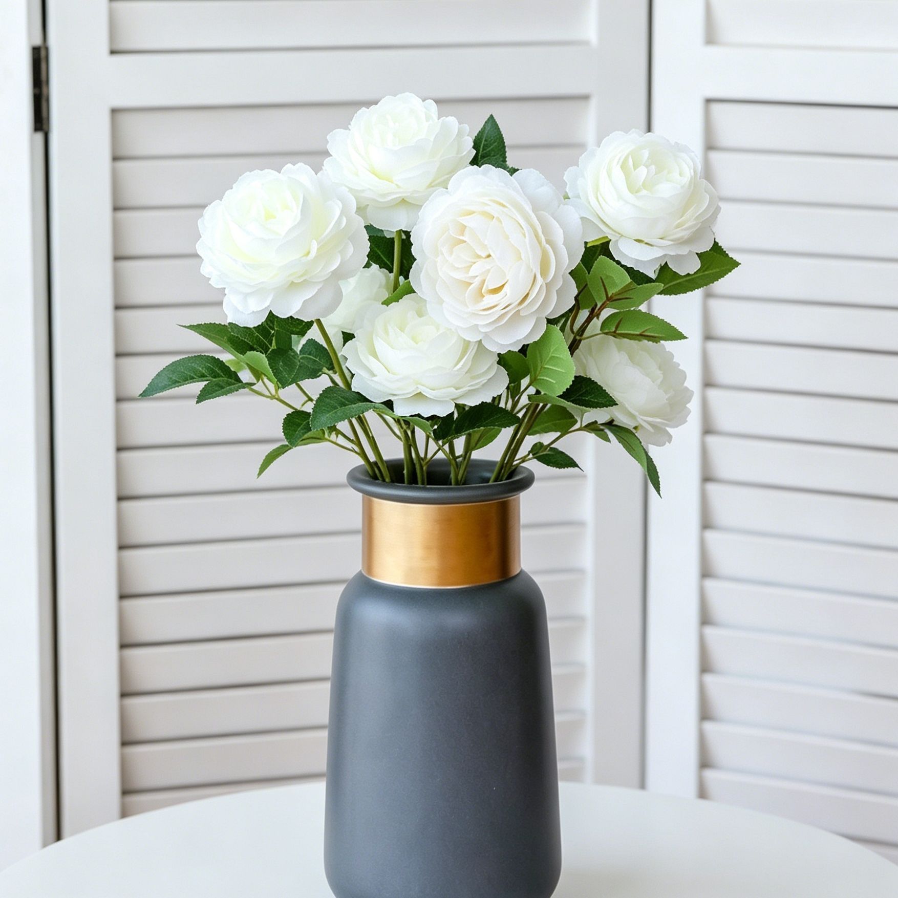 Artificial White French Peony, Soft Decor, 3 Pack - Image 3