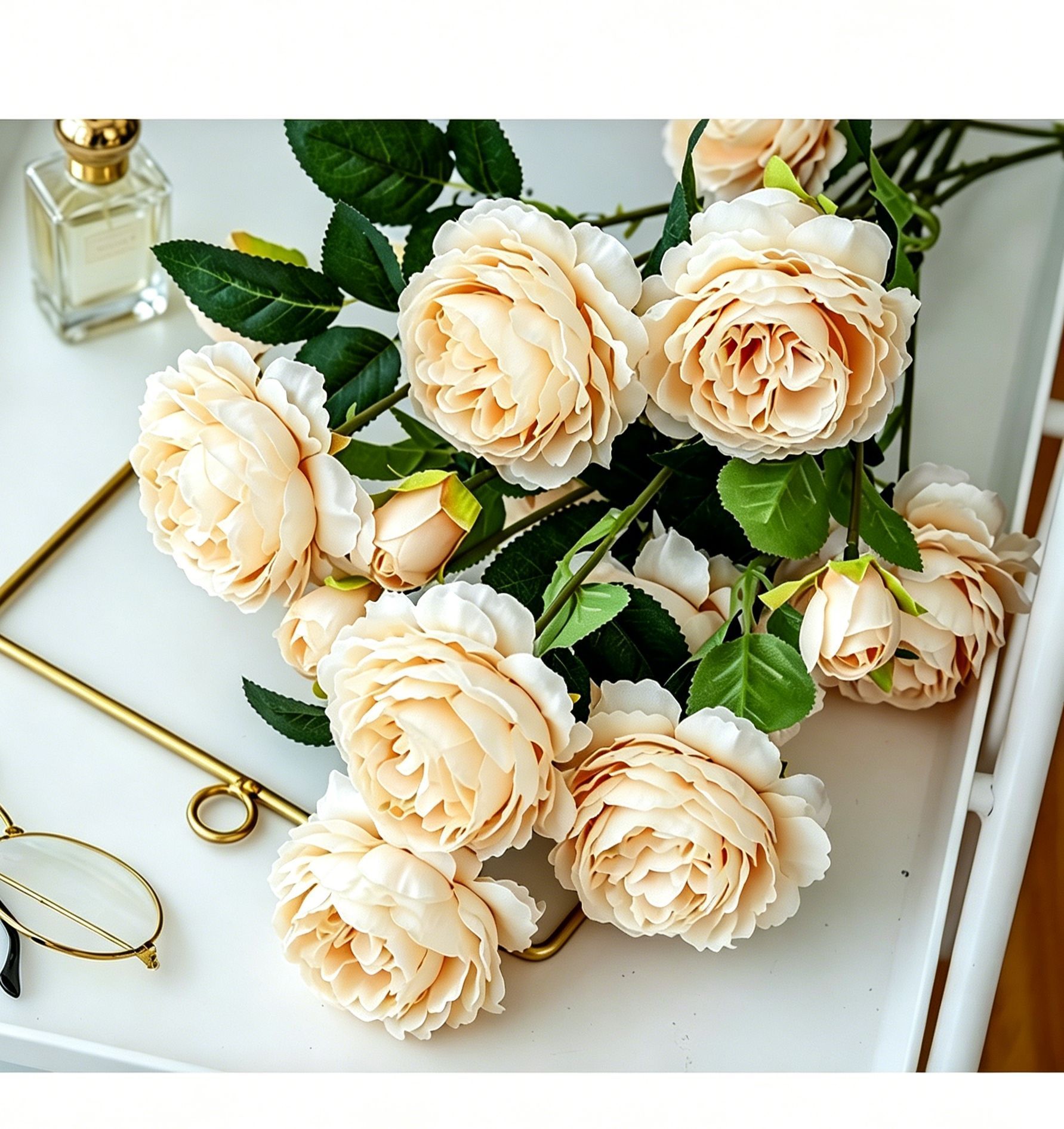 Artificial Champagne French Peony, Gentle Decor, 2 Pack - Image 2