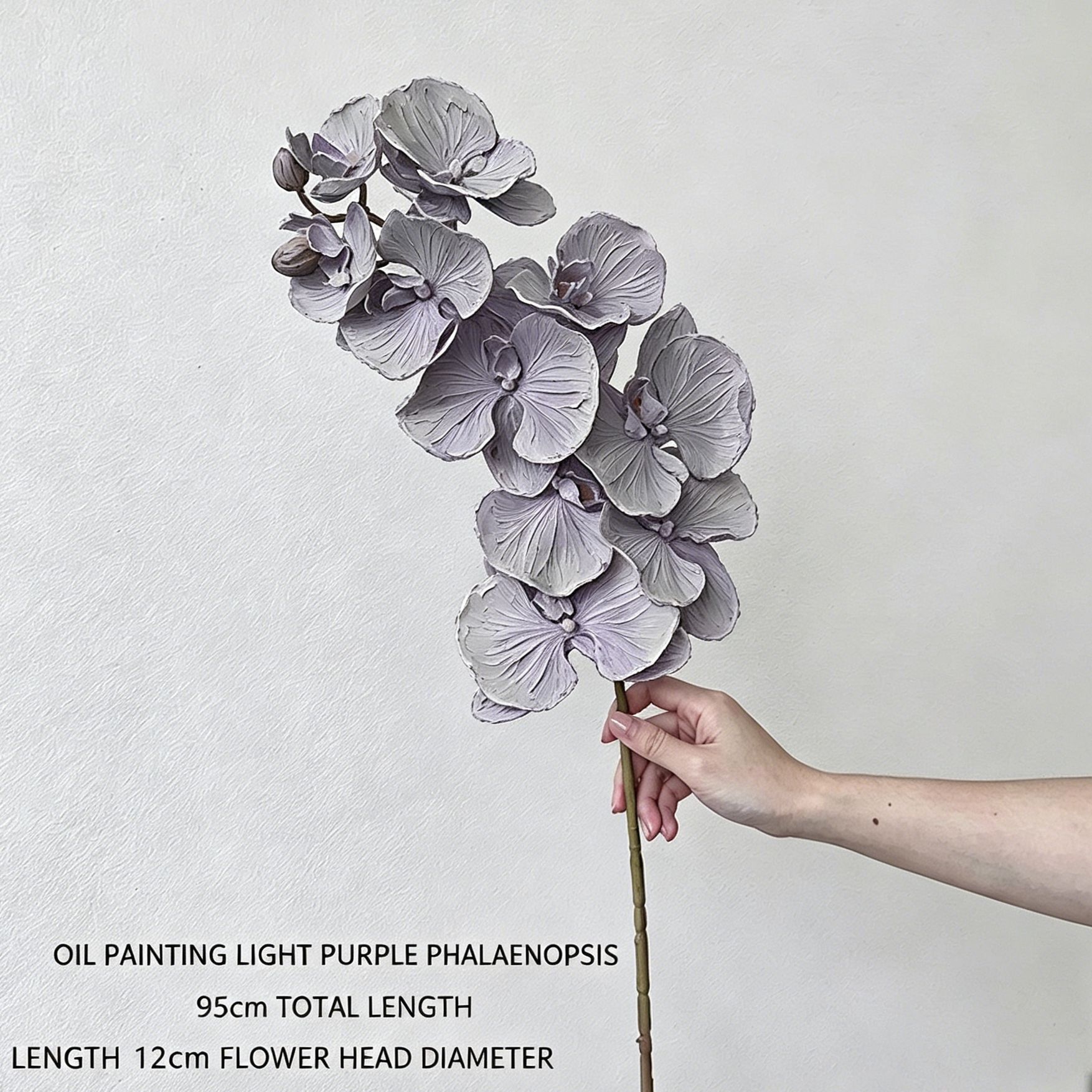 Artificial Oil Painting Phalaenopsis, Light Purple, 1 Pack - Image 1