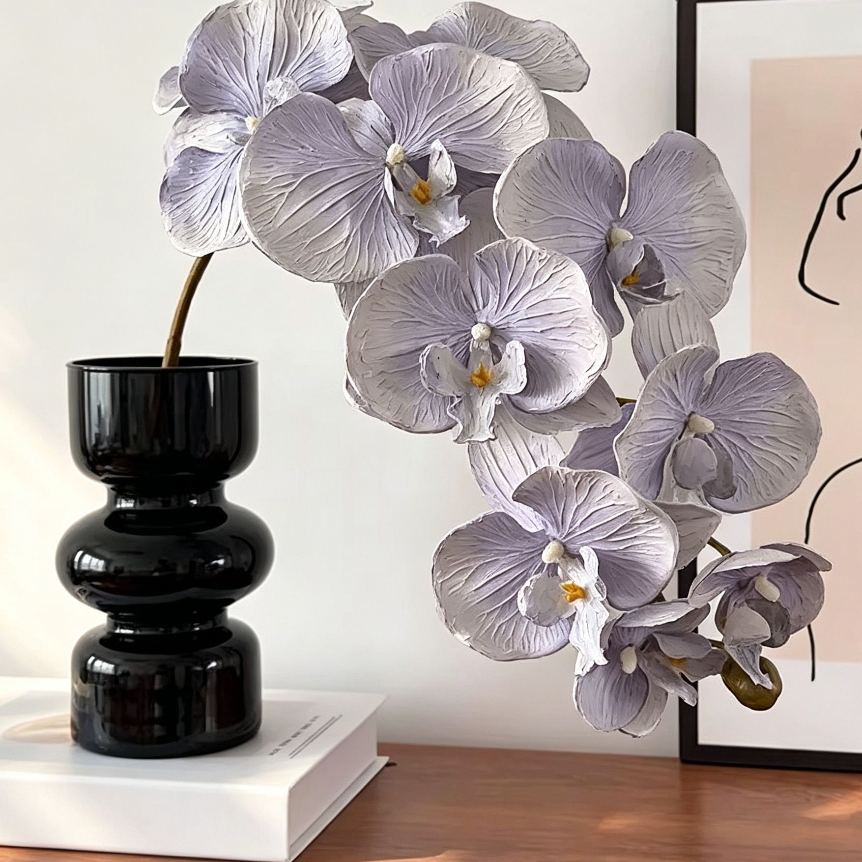 Artificial Oil Painting Phalaenopsis, Light Purple, 1 Pack - Image 2