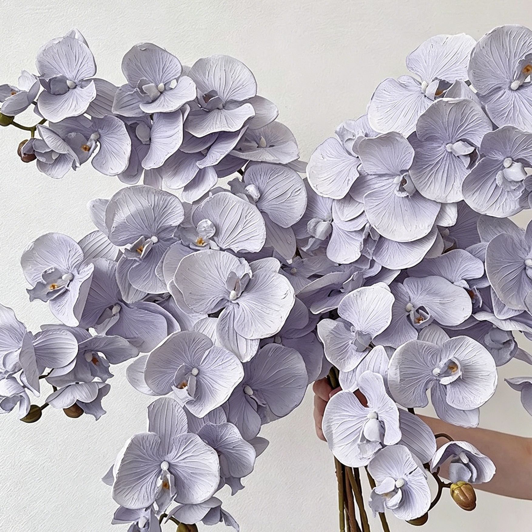 Artificial Oil Painting Phalaenopsis, Light Purple, 3 Pack - Image 4