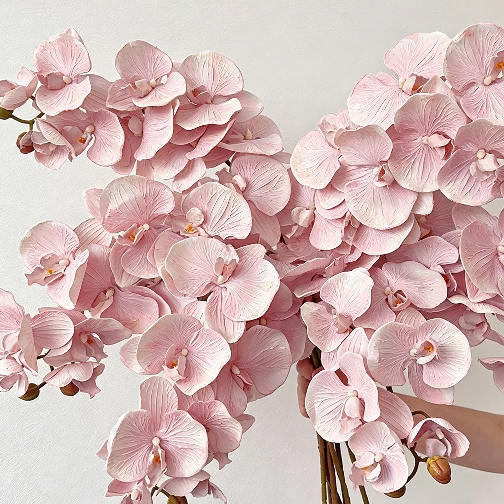 Artificial Oil Painting Phalaenopsis, Bright Pink, 3 Pack - Image 4