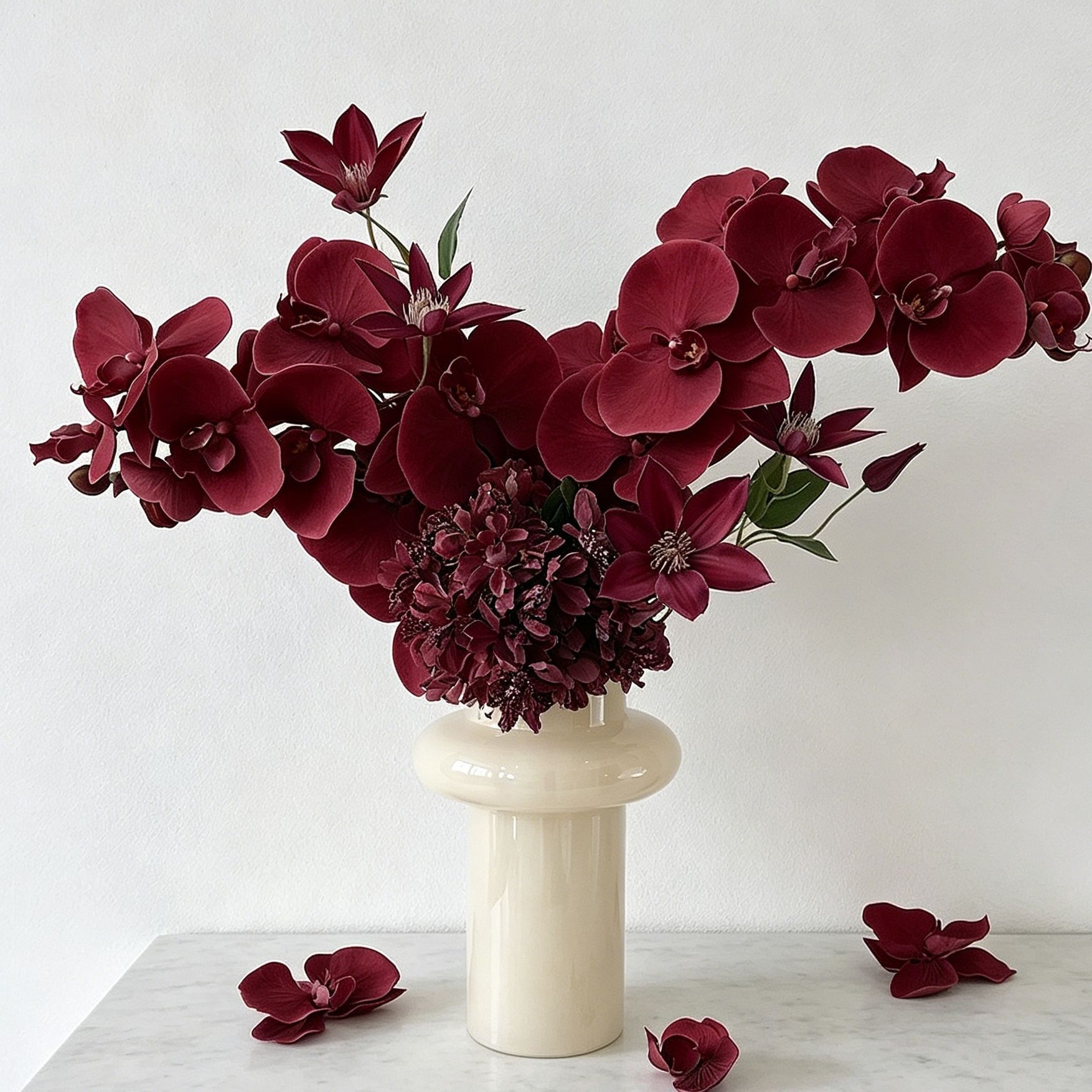 Artificial Oil Painting Phalaenopsis, Dark Red, 1 Pack - Image 3