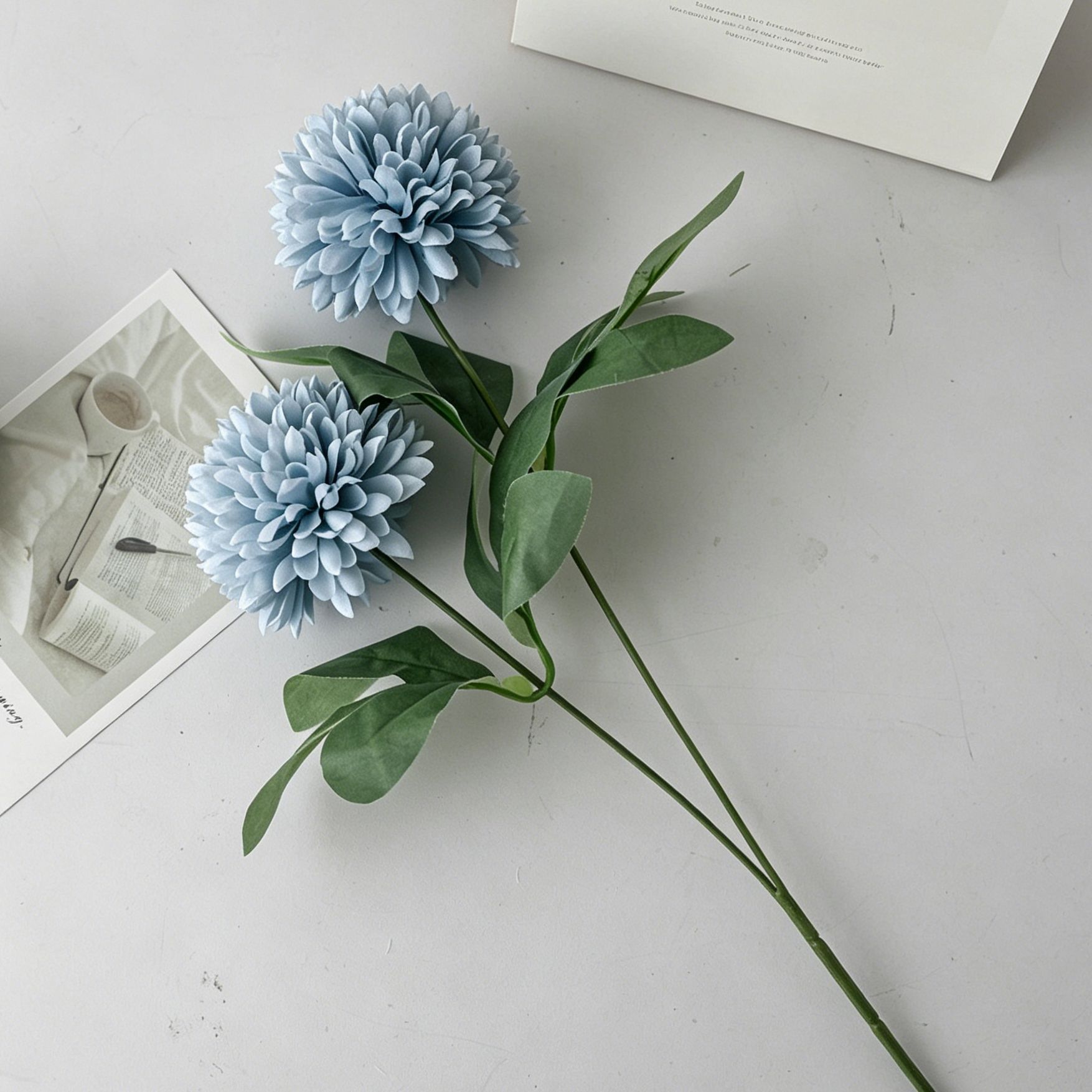 Artificial Hydrangea, Blue Calming Decor, 7 Pack - Image 1