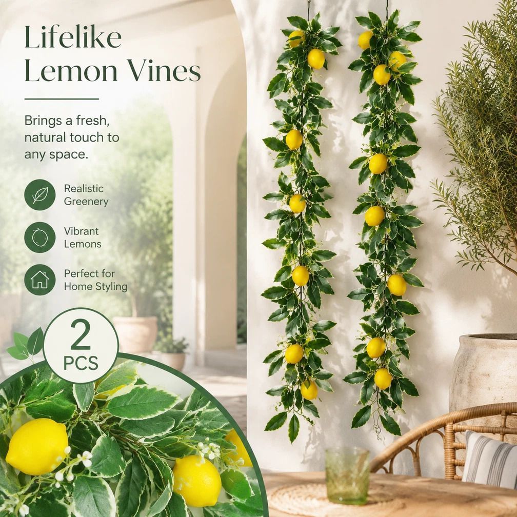 Style A Artificial Lemon Vine Wall Hanging Decor Kit Set of 2 - Image 1