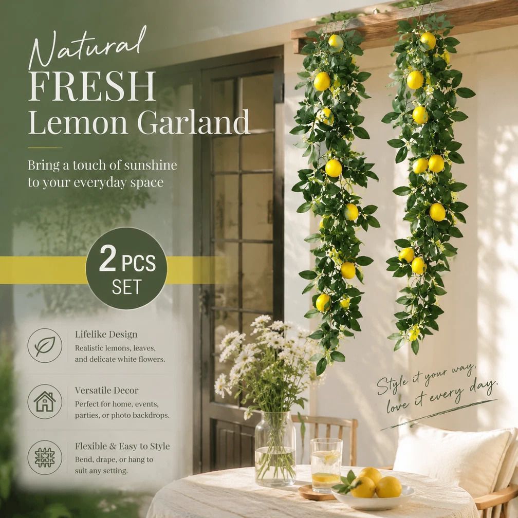 Style B Faux Lemon Garland Balcony Landscape Ornament 2 Pack - Image 1
