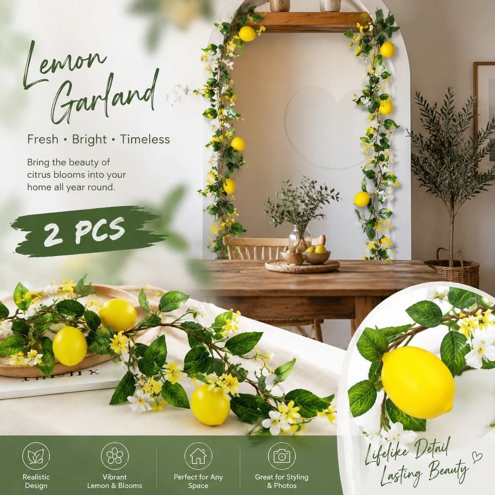 Fragrant Blossom Lemon Water Grass Vine Hanging Garland Set of 2 - Image 1
