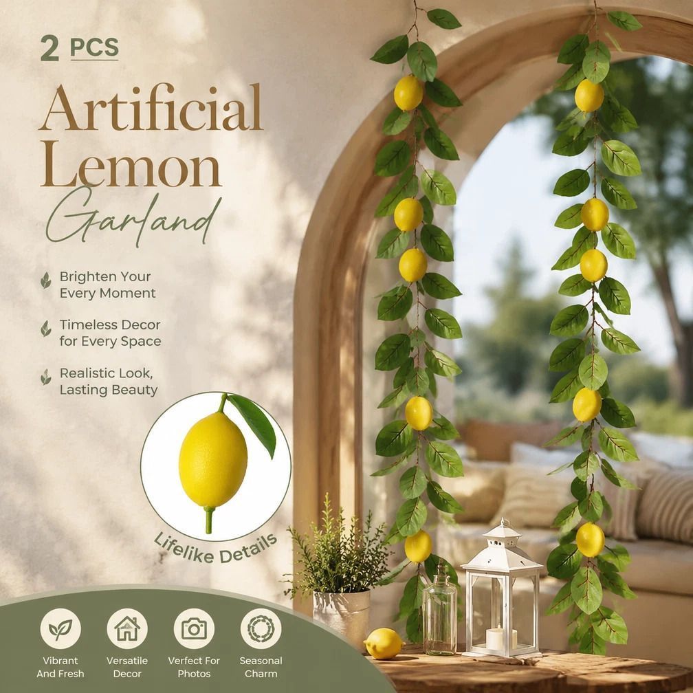 Style B Faux Lemon Door Hanging Garland Ornament 2 Pack - Image 1