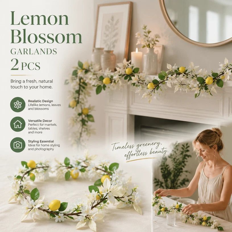 Style A Faux Lemon Vine Kitchen Wall Decor Kit 2 Pack - Image 1