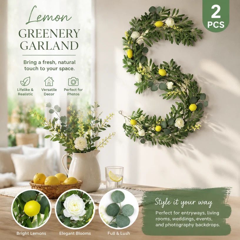 Style A Herb Scent Lemon Vine Foam Fruit Garland Pack of 2 - Image 1