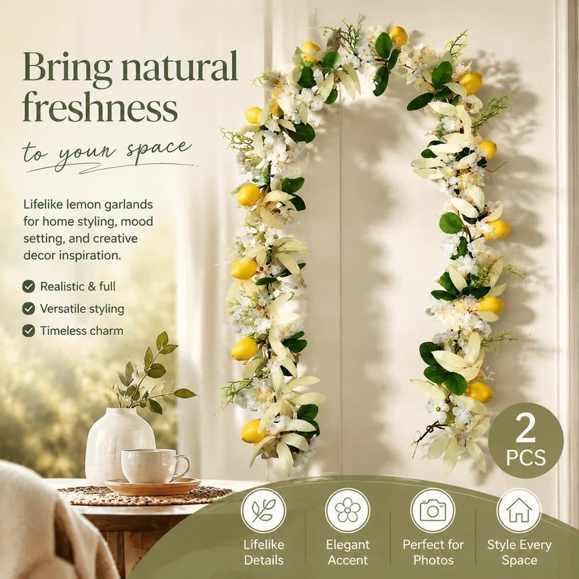 Spring Butterfly Style A Lemon Vine Wall Hanging Decor Set of 2 - Image 1