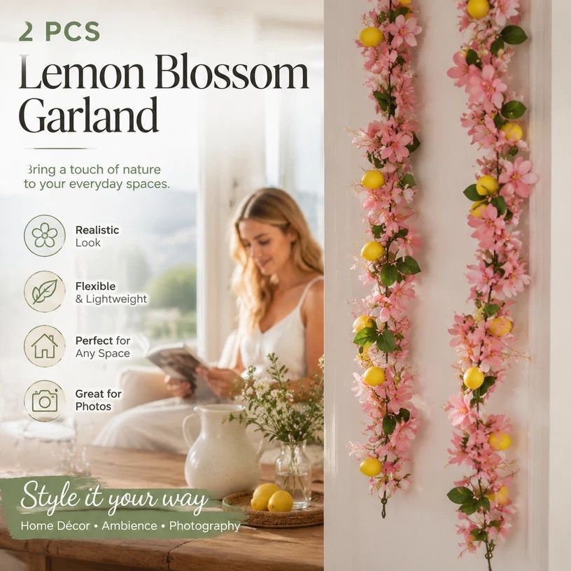 Spring Butterfly Style B Lemon Garland Patio Door Styling 2 Pack - Image 1
