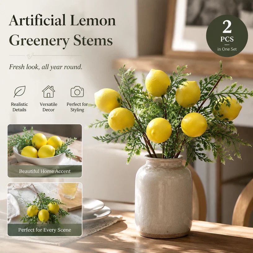 7 Head Herb Lemon Branch Style A Indoor Greenery Kit Set of 2 - Image 1