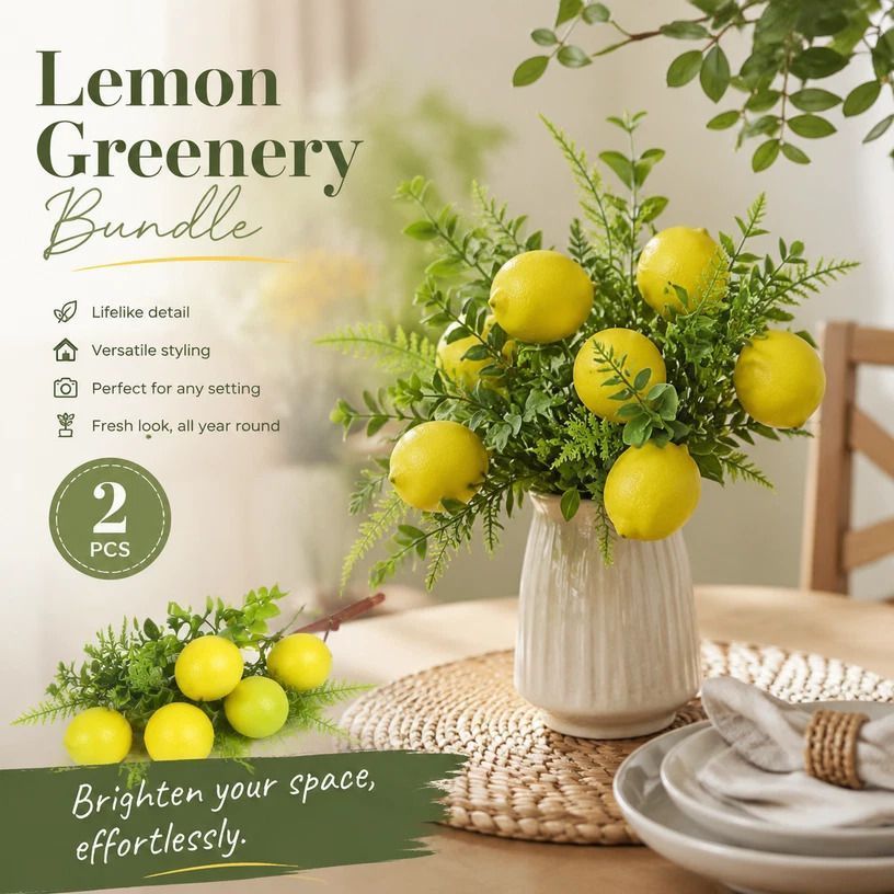 7 Head Herb Lemon Stem Style B Kitchen Window Decor 2 Pack - Image 1