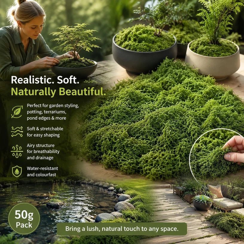 Dark Green Preserved Thread Moss Terrarium Bonsai Cover 50g - Image 1