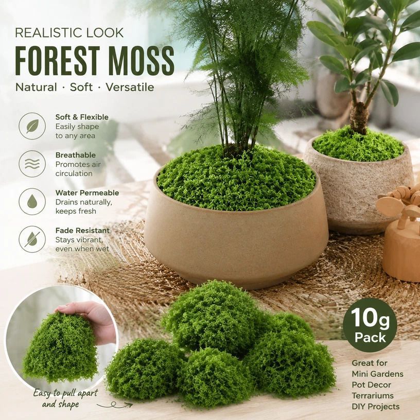 Dark Green Tiny Artificial Thread Moss Micro Landscape Supply 10g - Image 1