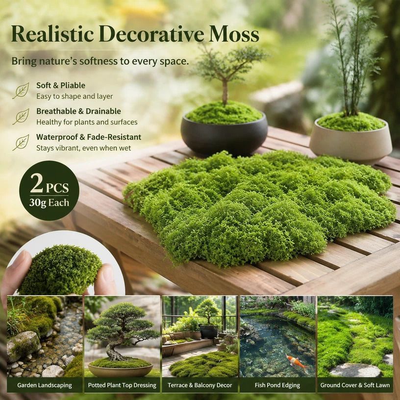 Light Green Faux Thread Moss Micro Landscape Supply 2 Pack 30g - Image 1